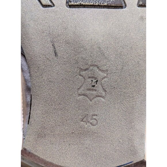 Mens Leather Shoes Size 12 Perforated Square Toe Dress Oxford Slip On Beige - Picture 9 of 10